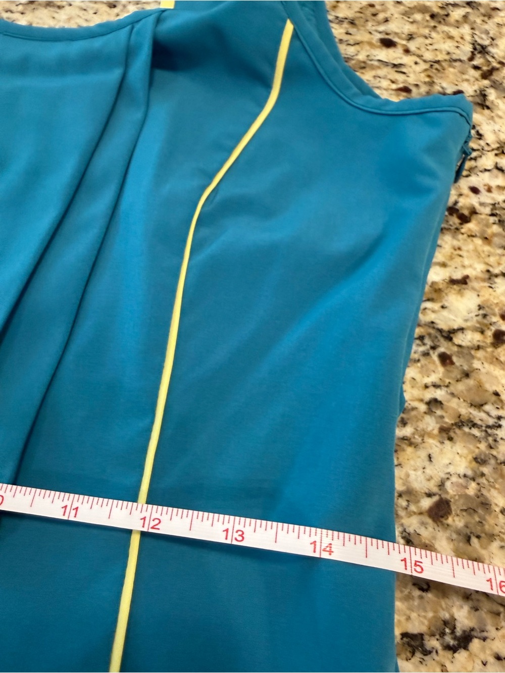 Minuet sleeveless top teal blue yellow trim SZ M - Picture 10 of 13